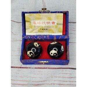Chinese Yin Yang Black & White Health Stress Relief Balls with Carrying Case